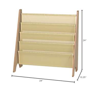 Naomi Home Kids Toy Sling Book Rack, Cream/Natural