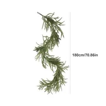 6Ft Christmas Norfolk Garland, Dense Norfolk Pine Realistic Garland, Single Fork Norfolk Natural Garland Artificial Garland for Christmas Table Fireplace Wall Home Decoration