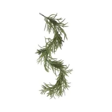 6Ft Christmas Norfolk Garland, Dense Norfolk Pine Realistic Garland, Single Fork Norfolk Natural Garland Artificial Garland for Christmas Table Fireplace Wall Home Decoration
