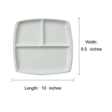 FLYING BALLOON 4pcs Elegant Quadrate Shaped Ceramic Divided Plate Dinner Plates Luncheon Plates Sala...