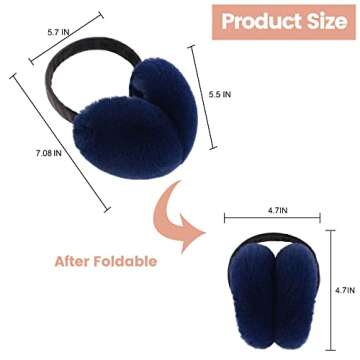 Simplicity Men Women Plush Ear Muffs Winter for Outdoor Snowboarding Earmuffs for Women Ear Muffs for Winter Men Blue Earmuffs,Solid_Navy