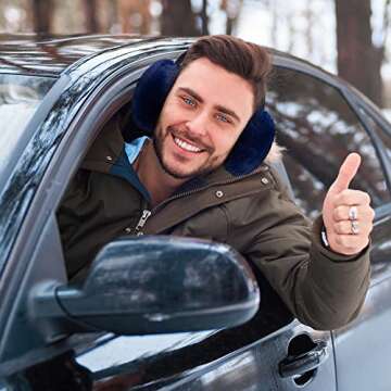 Simplicity Men Women Plush Ear Muffs Winter for Outdoor Snowboarding Earmuffs for Women Ear Muffs for Winter Men Blue Earmuffs,Solid_Navy