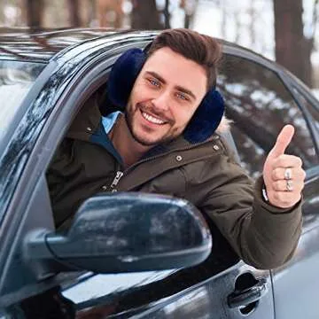 Simplicity Men Women Plush Ear Muffs Winter for Outdoor Snowboarding Earmuffs for Women Ear Muffs for Winter Men Blue Earmuffs,Solid_Navy