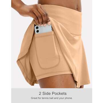 SANTINY Pleated Tennis Skirt for Women with 4 Pockets Women's High Waisted Athletic Golf Skorts Skirts for Running Casual (Desert Mist_XS)