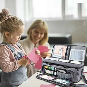 AMOIGEE Cricut Carrying Case with Double-Layer Storage.