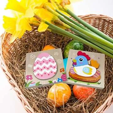 Anditoy 4 Pack Easter Wooden Puzzles for Kids Toddlers Easter Toys Easter Basket Stuffers Gifts Party Favors