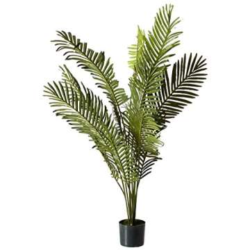 Nearly Natural 5FT Tall Artificial Paradise Palm Plant, Fake Palm Tree with 12 Trunks and Realistic Palm Leaves, Faux palm Tree for Indoor Home Décor with Black Nursery Planter