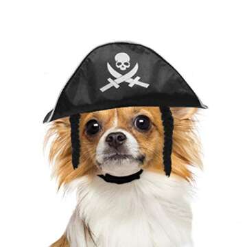 Amosfun Pet Pirate Hat Dog Cat Captain Cap Halloween Pirate Cosplay Costume Halloween Party Hat Dres...