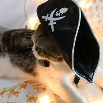 Amosfun Pet Pirate Hat Dog Cat Captain Cap Halloween Pirate Cosplay Costume Halloween Party Hat Dress Up Costume Accessories