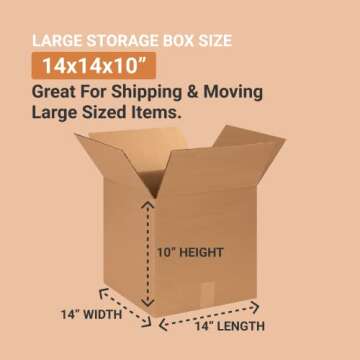 Aviditi 14 x 14 x 14 Corrugated Cardboard Boxes, Medium 14"L x 14"W x 14"H, Pack of 25 | Shipping, P...