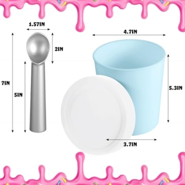 Nuenen Ice Cream Containers 1Qt - Colorful & Reusable