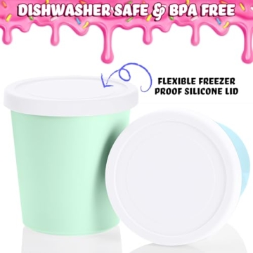 Nuenen Ice Cream Containers 1Qt - Colorful & Reusable