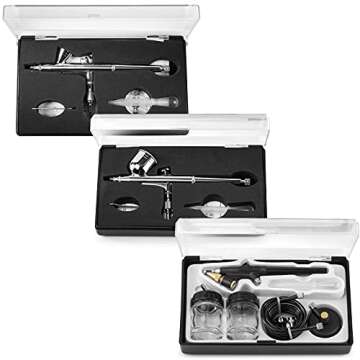 PointZero Dual Action Airbrush Kit with 3 Airbrushes