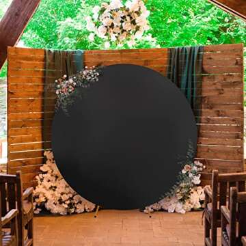 7.2ft Wrinkle Free Black Round Backdrop Cover for Circle Arch Stand, Ideal for Weddings and Events