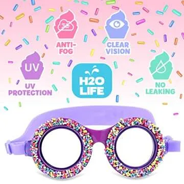 H2O Life Kids Swim Goggles for Girls and Boys Fun Toddler Swimming Eyewear Protection for Children (OS, Purple Sprinkle)