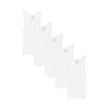 Hanes Boys' EcoSmart Cotton Tank Undershirts, 5-Pack, White