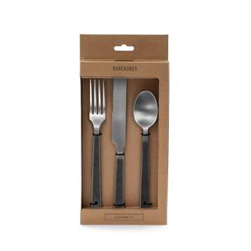Barebones Flatware Silverware Set - Elegant Stainless Steel Cutlery for Camping & Dining