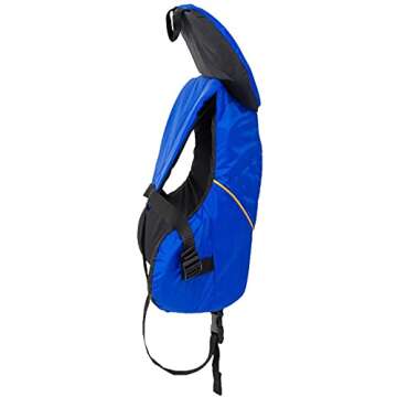 Stohlquist Infant PFD Life Jacket - Blue + Black, 8-30 lbs - Coast Guard Approved Life Vest for Toddlers, Support Collar, Grab Handle, Fully Adjustable with Quick Release Buckle
