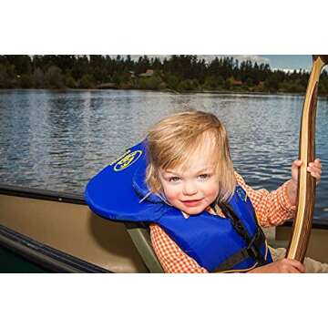 Stohlquist Infant PFD Life Jacket - Blue + Black, 8-30 lbs - Coast Guard Approved Life Vest for Toddlers, Support Collar, Grab Handle, Fully Adjustable with Quick Release Buckle