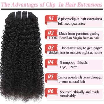 Afro Kinky Curly Clip In Hair Extensions 8pcs 120g/pck for Black Women Brazilian Virgin Remy Human H...