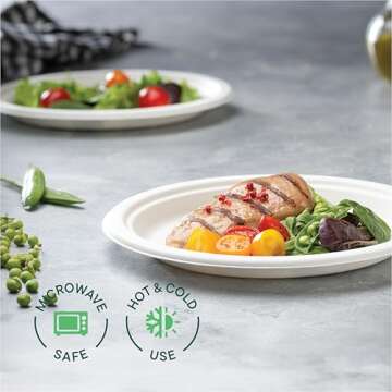 Stack Man Heavy-Duty Compostable Plates - Eco-Friendly 125-Pack