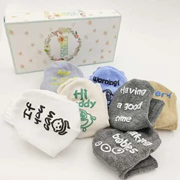 October Elf Unisex Baby Knee High Stockings Warm Christmas Fuzzy Socks for Girls Boys Tube Socks 6 Pairs…