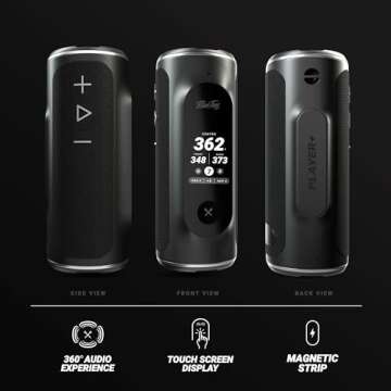 Blue Tees Golf Player+ GPS Speaker with Touch Screen Display, 10+ Hours Battery, 40,000+ Courses, Vi...