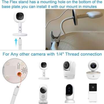 Baby Monitor Mount Compatible with Nanit Pro Smart Baby Monitor & Flex Stand ,Also for Cameras with 1/4 Screw Moun,t 15.7 inches Flexible Long Gooseneck ArmBaby Camera Holder Stand Without Tools