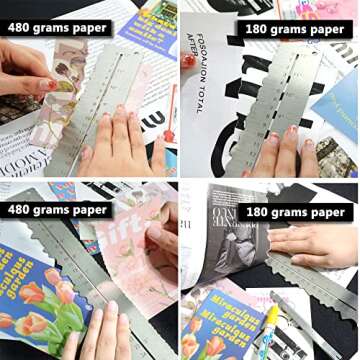 UPTTHOW 3PCS Stainless Steel Metal Paper Tearing Ruler Craft Ruler for Cutting Paper to Wavy Line Jagged and Irregular Edges 12'' Measuring Tool for Engineering School Office Architect and Drawing