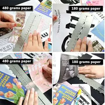 UPTTHOW 3PCS Stainless Steel Metal Paper Tearing Ruler Craft Ruler for Cutting Paper to Wavy Line Jagged and Irregular Edges 12'' Measuring Tool for Engineering School Office Architect and Drawing