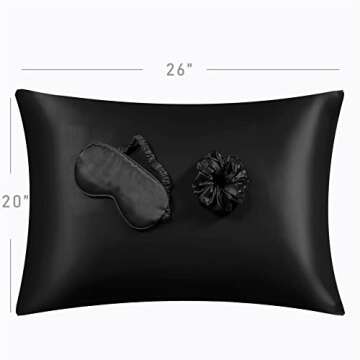 URLINENS Black Satin Pillowcase for Hair and Skin, Vegan Silk Pillowcase Set-2 Satin Pillowcases, 1 ...