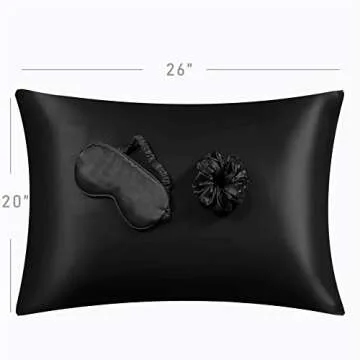 URLINENS Black Satin Pillowcase for Hair and Skin, Vegan Silk Pillowcase Set-2 Satin Pillowcases, 1 ...