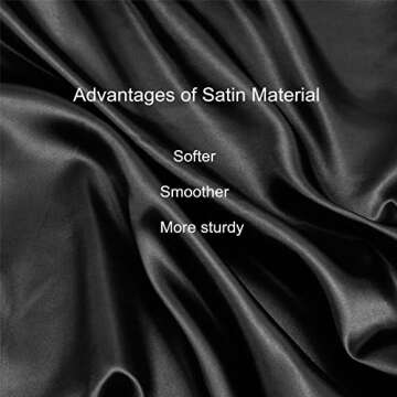 URLINENS Black Satin Pillowcase for Hair and Skin, Vegan Silk Pillowcase Set-2 Satin Pillowcases, 1 Eye Mask, 1 Scrunchie-Luxury Sleep Set, Silky Standard Satin Pillow Cases with Envelope Closure