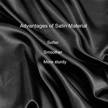 URLINENS Black Satin Pillowcase for Hair and Skin, Vegan Silk Pillowcase Set-2 Satin Pillowcases, 1 Eye Mask, 1 Scrunchie-Luxury Sleep Set, Silky Standard Satin Pillow Cases with Envelope Closure