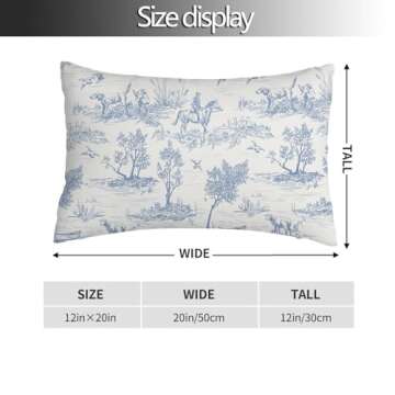 Wsunsal Blue and White Toile Pillow Covers 12x20 Inch Set of 2 Vintage French Country Throw Pillow C...
