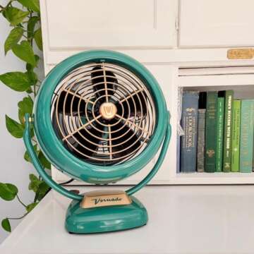Vornado VFAN Vintage Air Circulator Fan, 3 Speeds, Metal Construction, Adjustable Airflow, Green