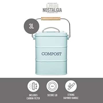 Kitchen Craft Living Nostalgia Vintage Blue Compost Bin LNCOMPBLU
