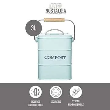 Kitchen Craft Living Nostalgia Vintage Blue Compost Bin LNCOMPBLU