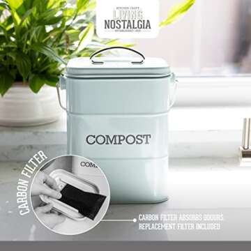 Kitchen Craft Living Nostalgia Vintage Blue Compost Bin LNCOMPBLU