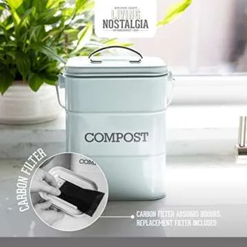 Kitchen Craft Living Nostalgia Vintage Blue Compost Bin LNCOMPBLU