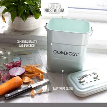 Kitchen Craft Living Nostalgia Vintage Blue Compost Bin LNCOMPBLU
