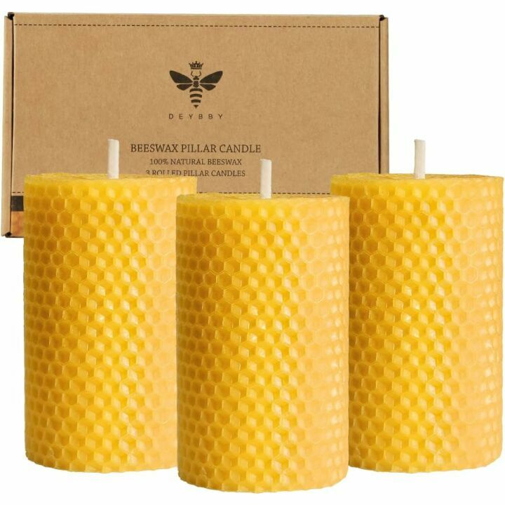 Beeswax Pillar Candles - Handmade Set of 3