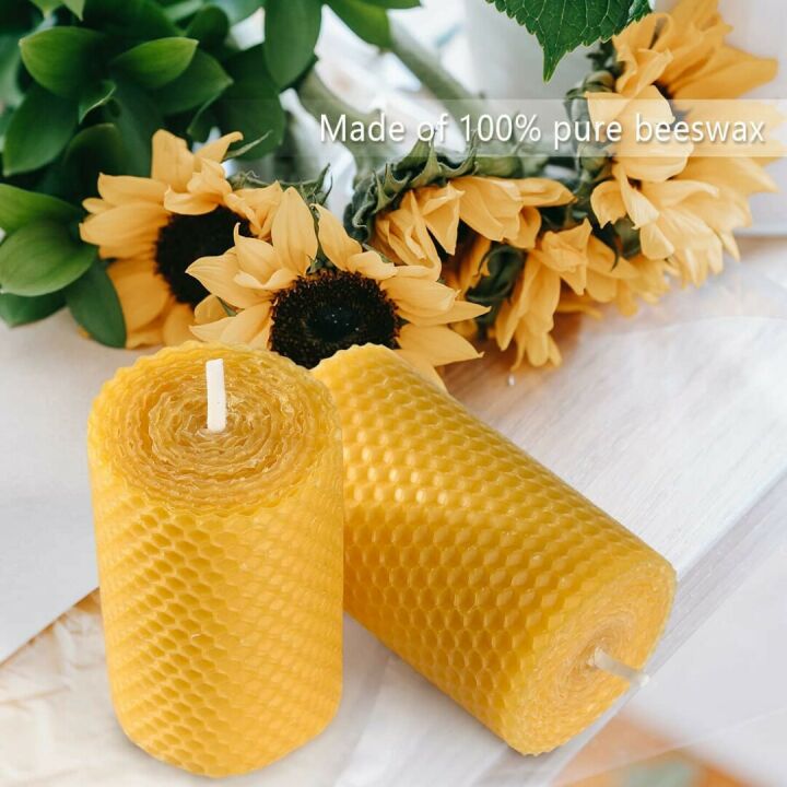 Beeswax Pillar Candles - Handmade Set of 3