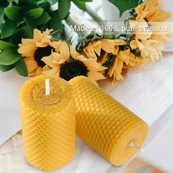 Beeswax Pillar Candles - Handmade Set of 3