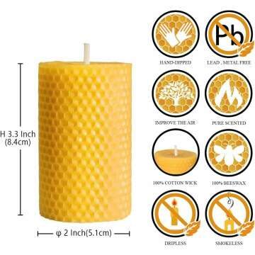 Beeswax Pillar Candles - Handmade Set of 3