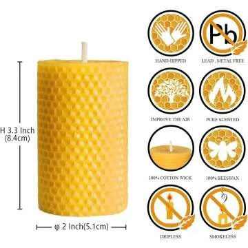 Beeswax Pillar Candles - Handmade Set of 3