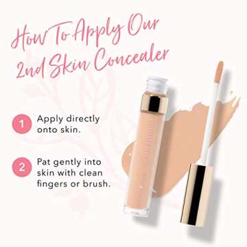 100% PURE 2nd Skin Concealer (Fruit Pigmented), Shade 3, Full Coverage, Lightweight, Liquid Concealer for Face, Under Eyes, Vegan Makeup (For Medium Skin w/Warm Gold Undertones) - 0.17 Fl Oz