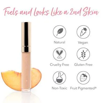 100% PURE 2nd Skin Concealer (Fruit Pigmented), Shade 3, Full Coverage, Lightweight, Liquid Concealer for Face, Under Eyes, Vegan Makeup (For Medium Skin w/Warm Gold Undertones) - 0.17 Fl Oz