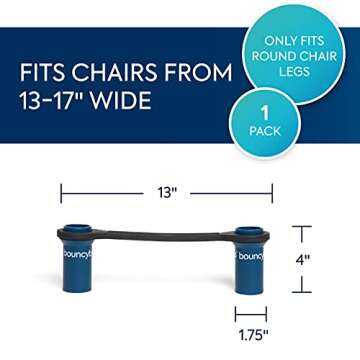 Bouncy Bands Bouncyband Original for Chairs, Blue, 1-Pack – Chair Bands for 13” to 17” Wide Chair Legs with 1.5” Diameter Support Pipes – Silent Sensory Tool Increases Focus and Relieves Stress