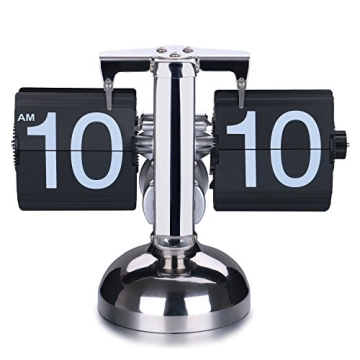 WoneNice Retro Digital Flip Down Clock -Battery Powered Internal Gear Operated Clock for Home & Offi...